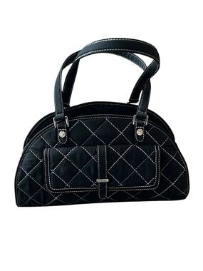 Vera Bradley Black Domed Satchel with blue stitching